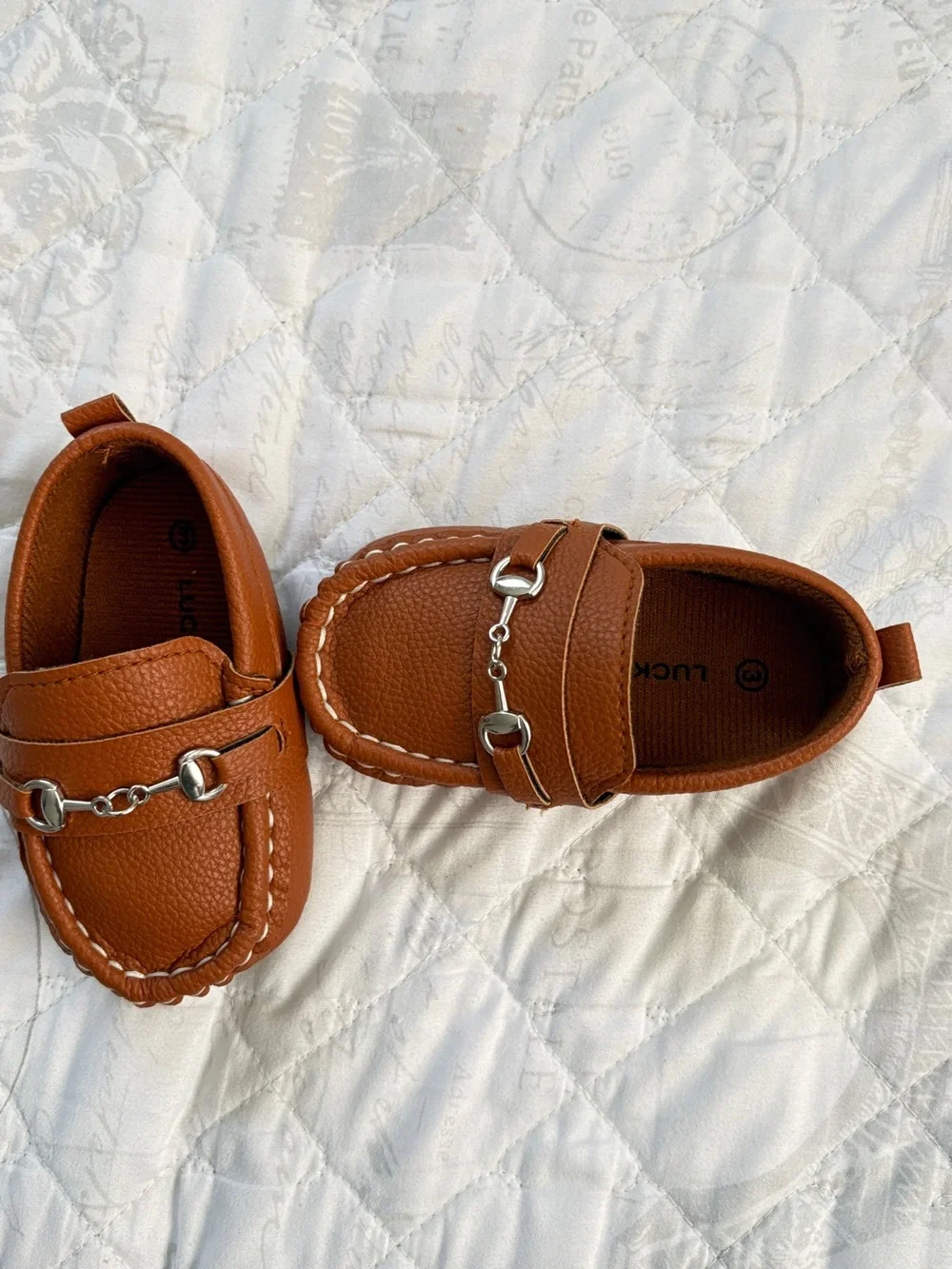 Lucky Brand Toddler Brown Leather-Look Moccasin Loafers with Silver Bit